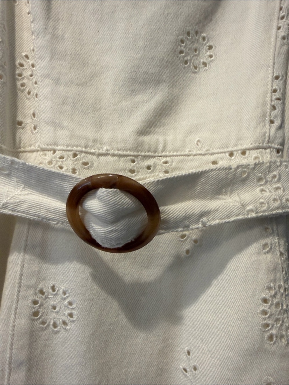 MP/D White Eyelet Sundress with Tortoiseshell Buckle Belt Size XS - Picture 4 of 8